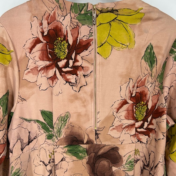 NWT Melissa McCarthy Seven7 Top Blouse 1X Plus Pink Floral Peplum Art to Wear - Picture 8 of 16